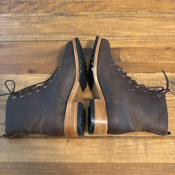 Portland Leather Brown Lace up Heeled Boots - Picture 5 of 10